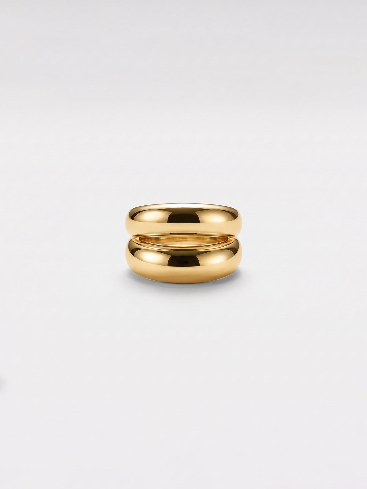 Double dome ring on a clean white background.