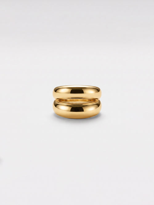 Double dome ring on a clean white background.