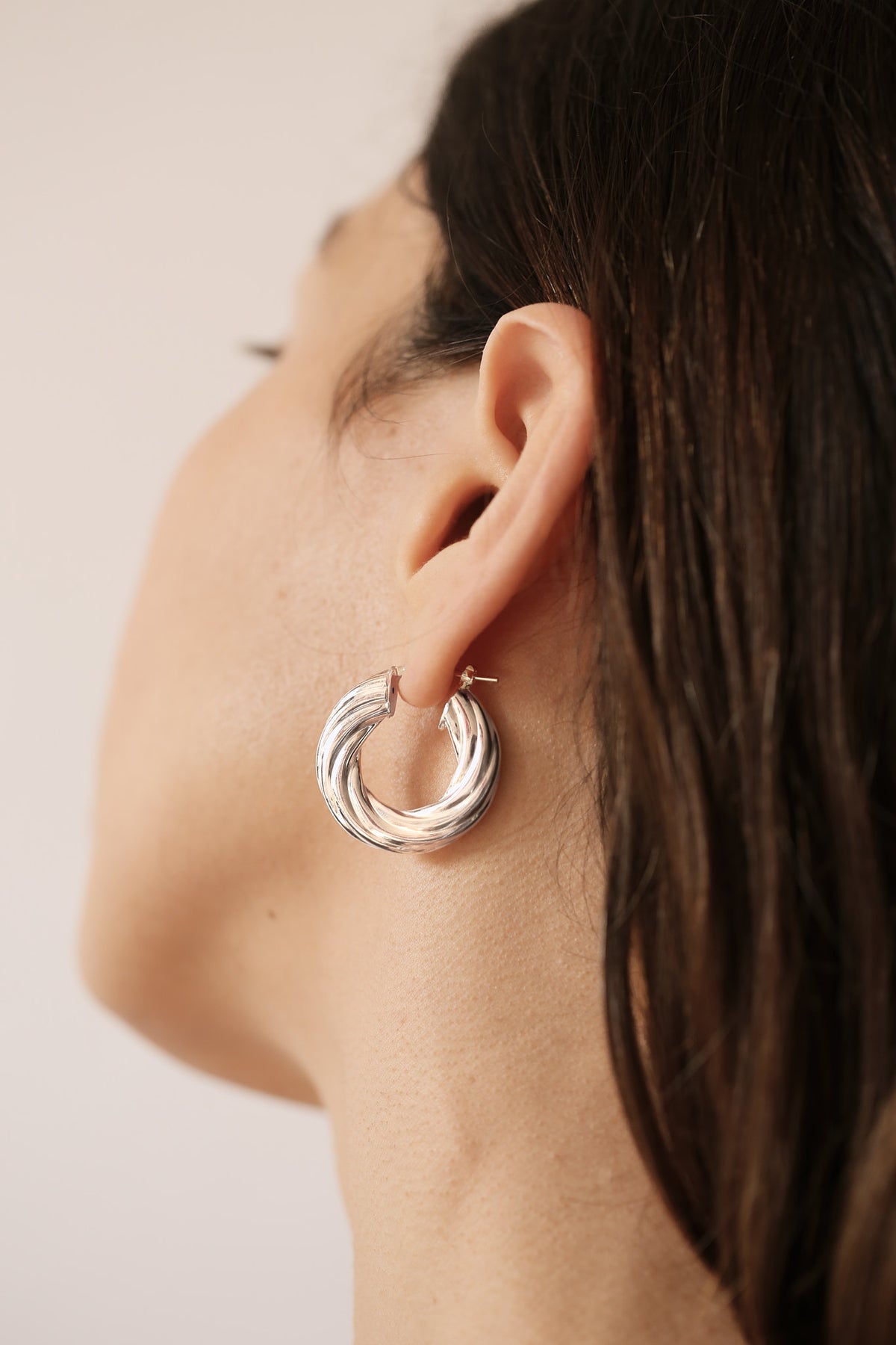 Twist Hoops Sterling Silver